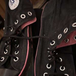 Classic Black and Pink High-Top Sneakers